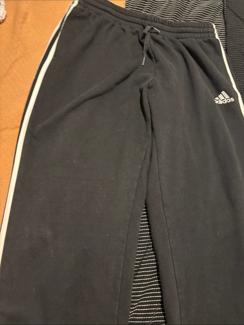 adidas Black Joggers with White Side Stripes - Kids
